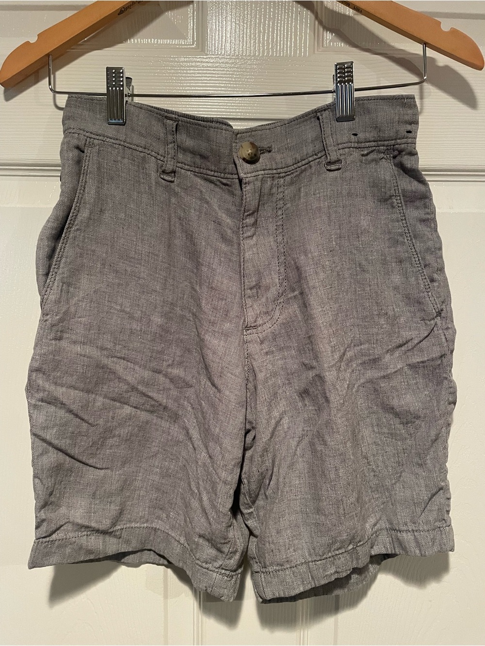 Hollister Men's Light Gray Linen-Blend Flat Front Shorts